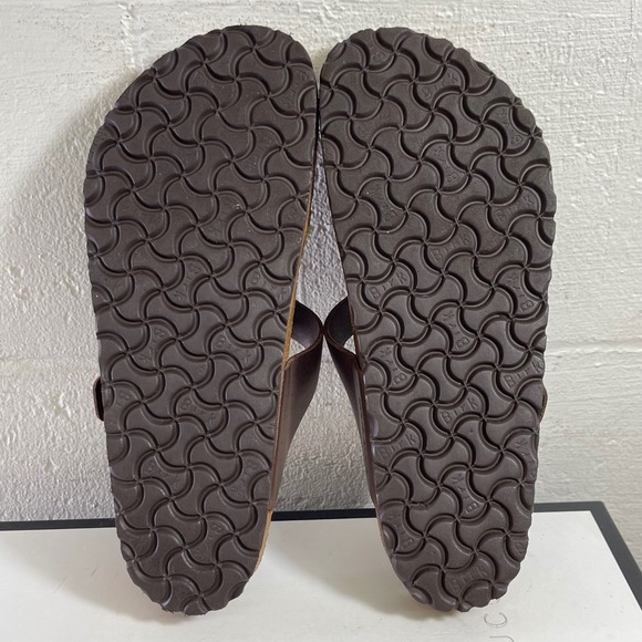 Birkenstock Gizeh Thong Sandals Brown Leather Buckle Slip On Womens 42 EU/11 US